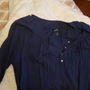 Navy Blue Blouse Mid Sleeve